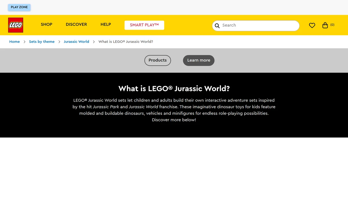 LEGO Jurassic World homepage preview