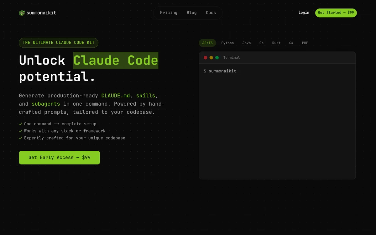 SummonAI Kit homepage preview