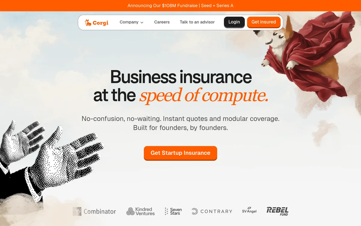 Corgi Insurance homepage preview