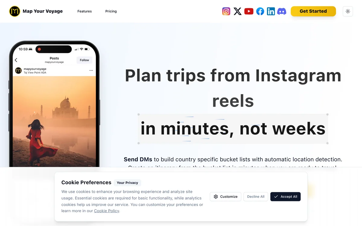 Map Your Voyage homepage preview