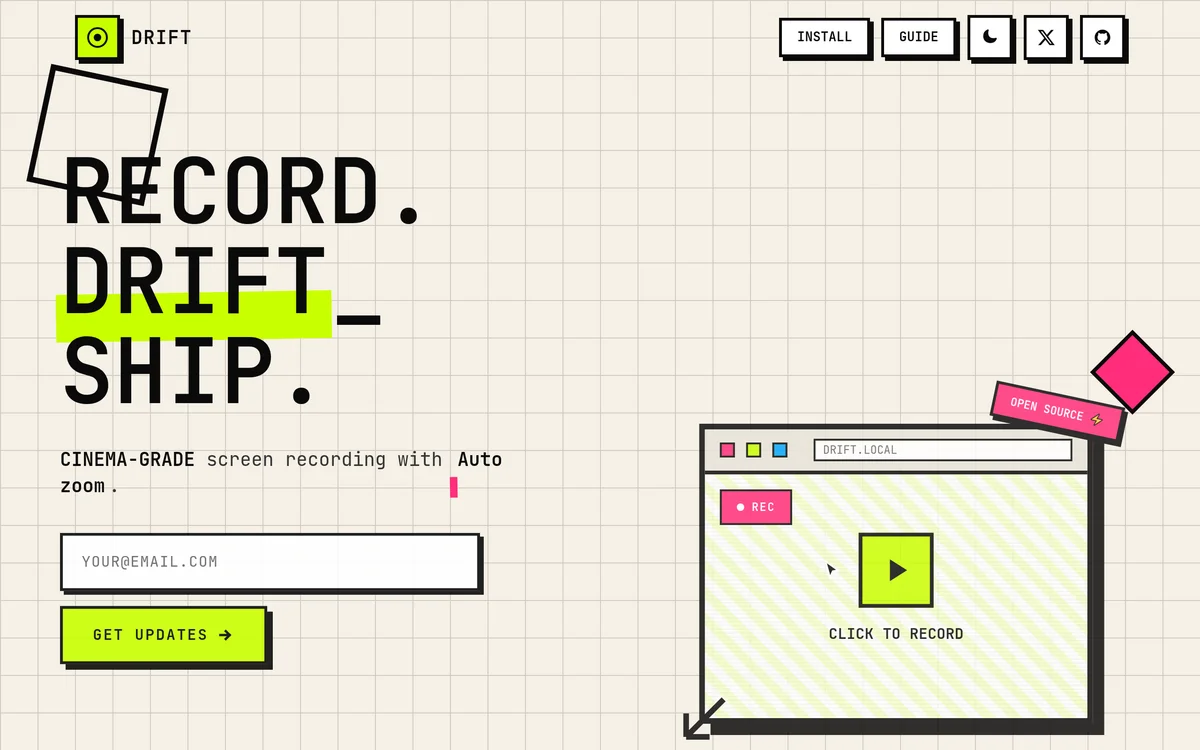 Drift homepage preview